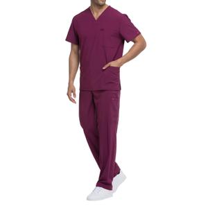 dke645-wine-v-neck-t-shirt-dickies-medical-red