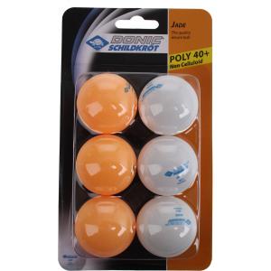 608509-table-tennis-ball-donic-schildkrot-jade-poly-40-mixed-x6-white-3-orange-one-size