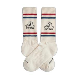jl0762-beige-football-socks-jimmy-lion-athletic-keith-haring-two-dogs-beige