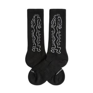 jl0764-black-football-socks-jimmy-lion-keith-haring-dancer-black