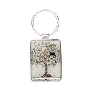 pcr34h10-rectangle-key-ring-kiub-bug-art-chat-arbre-de-vie-white-one-size