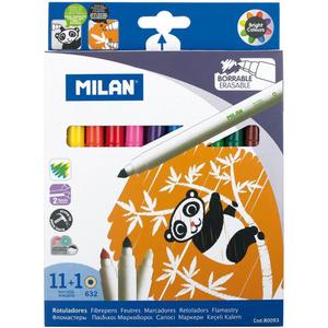 262069-case-of-11-erasable-felt-tips-with-eraser-milan-multicolour-one-size