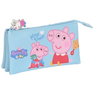 231830-3-compartments-pencil-case-for-children-peppa-pig-azul-claro-one-size
