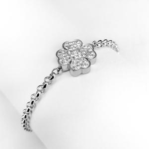 pt-br-01-mc-ss-20-01-women-s-4-leaf-clover-cz-bracelet-ponytail-co-steel-15-5-cm