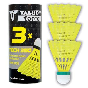 479111-badminton-shuttlecock-talbot-torro-tech-350-korb-x3-yellow-red-fast-one-size
