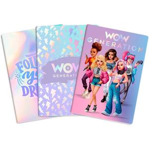 099069-pack-of-3-24-page-a5-notebooks-for-girls-wow-generation-multicolour-10-8x21-1x15-1-cm